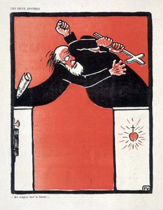 Separação entre a Igreja e o Estado: Republicano e apoiante da Igreja lutando - por Vallotton, em "The Witness" de 11/09/1906. de Felix Edouard Vallotton