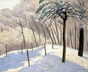 Paisagem de neve em Bois de Boulogne; Paisagem de neve no Bois de Boulogne, 1905 de Felix Edouard Vallotton