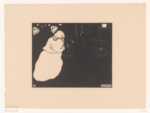 Dois cavalheiros e uma senhora em uma carruagem La Sortie (título no objeto) de Felix Edouard Vallotton