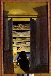 Mulher à procura num armário. Pintura de Felix Vallotton (1865-1925) Ec. Século XX. Coleção particular. de Felix Edouard Vallotton