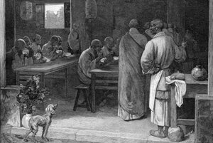 Refeitório num mosteiro budista de Felix Elie Regamey