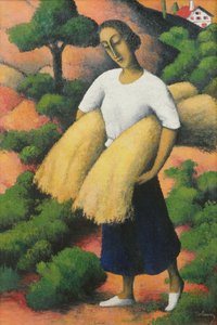 Colheita Camponesa (óleo sobre tela) de Felix Elie Tobeen