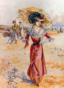 O elegante na praia. Pintura de Felix Fournery (1865-1938)