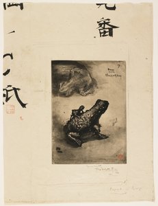Tinteiro Bronze Frog, 1883 (gravura e pintura a água) de Felix Hilaire Buhot