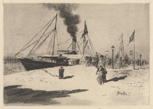 Cais em Trouville Wharf em Trouville, 1877. de Felix Hilaire Buhot