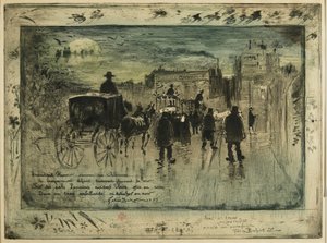 Procissão fúnebre no Boulevard de Clichy, 1887 de Felix Hilaire Buhot