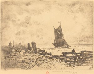 La Petite Marine - Lembrança de Medway (contraprova) de Felix Hilaire Buhot