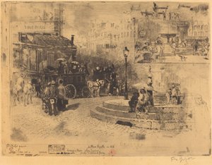 Place Pigalle em 1878 (Place Pigalle em 1878) de Felix Hilaire Buhot