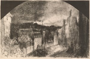 Montmartre em 14 de julho (Dia da Bastilha em Montmartre) de Felix Hilaire Buhot