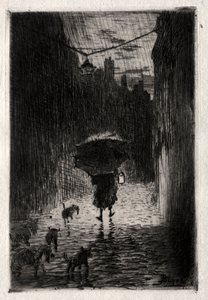 Chuva e guarda-chuva, c. 1875 de Felix Hilaire Buhot