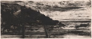 Paisagem marítima em Dinard de Felix Hilaire Buhot