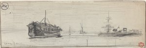 Embarque no Porto de Londres [reto], c. 1884. de Felix Hilaire Buhot