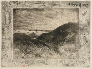 O penhasco: Baía de Saint-Malo, 1886-1890. de Felix Hilaire Buhot