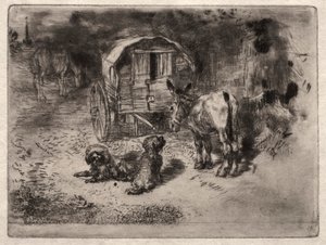Os Guardiões da Casa, ou os Amigos do Saltimbanque de Felix Hilaire Buhot