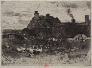 As cabanas de colmo pequenas, 1878. de Felix Hilaire Buhot