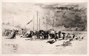 A Squall em Trouville, 1874. de Felix Hilaire Buhot