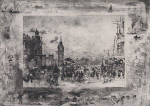 Ponte de Westminster, ou Torre do Relógio de Westminster, 1860-98. de Felix Hilaire Buhot