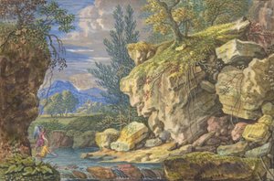 Paisagem com Tobias e o Anjo, séc. XVII - início do século XVIII. de Felix Meyer.