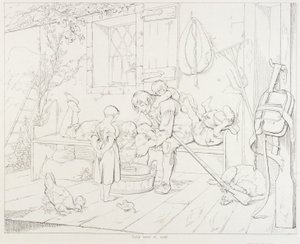 (Rip Van Winkle, ilustração) Rip Divertindo as crianças de Felix Octavius Carr Darley