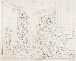(Rip Van Winkle, ilustração) Rip é incomodado pela sua mulher de Felix Octavius Carr Darley