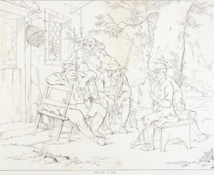 (Rip Van Winkle, ilustração) Rip com Junto na estalagem da aldeia de Felix Octavius Carr Darley