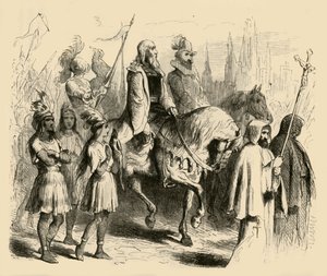 Colombo e seu trem entrando em Barcelona, 1877. de Felix Octavius Carr Darley