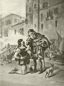O mercador de Veneza. Ato II, Cena II (gravura) de Felix Octavius Carr Darley