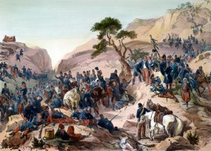 Episódio da conquete da Argélia em 1840 - Batalha da passagem de Mouzaia (1840) - O Duque de Orleães exerce comando no exército francês - gravura de Philippoteaux - O exército francês vence a batalha do Teniah de Mouzaia pela passagem da montanha de Mouzai