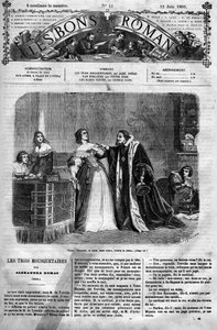 Série romana: "Os Três Mosqueteiros" de Alexandre Dumas (1802-1870). Suspeita de infidelidade pelo seu marido, Luís XIII, a Rainha Ana da Áustria (1601-1666) deve entregar ao Chanceler uma carta que supostamente escreveu ao Duque de Buckingham, o seu presu de Felix Philippoteaux