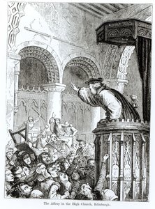 O affray na igreja alta, Edimburgo de Felix Philippoteaux