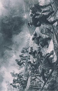 Ataque, ilustração de Hindenburg publicada pela Daterlandischer Derlag C U Weller Berlin