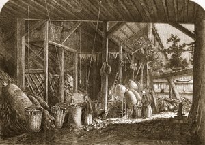 Um armazém de pano no Quartier Mouffetard, em Paris, ilustração de &39;The Illustrated London News&39;, 8 de junho de 1861 de Felix Thorigny
