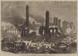 As Ruínas Ardentes do Pemberton Mills, em Lawrence, Estados Unidos de Felix Thorigny