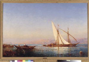 Pesca em Marselha Pintura de Felix Ziem (1821-1911) 1911 Menção obrigatória: Fundação de recolha de Provença, Marselha de Félix Ziem