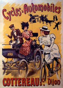 Cartaz de bicicletas e automóveis Cottereau et compagnie. início do século XX (cartaz) de Ferdinand (1865 1923) Misti Mifliez