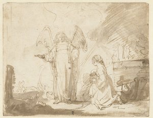 Hagar e o Anjo no Poço a Caminho de Shur de Ferdinand Bol