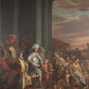 Rei Ciro entregando o tesouro saqueado do Templo de Jerusalém de Ferdinand Bol