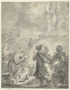 Moisés descendo do Monte Sinai com os Dez Mandamentos de Ferdinand Bol