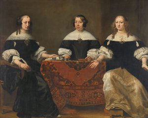 Retrato das Três Regentes do Leprozenhuis, Amsterdã, c.1668 de Ferdinand Bol