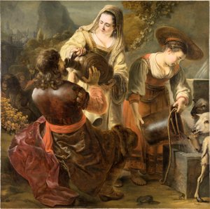 Rebecca e Eliezer no Poço, c. 1645 de Ferdinand Bol
