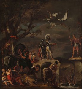 As negociações de paz entre Claudio cereais civis e Quintus Petillius na ponte demolido, 1658-62 de Ferdinand Bol