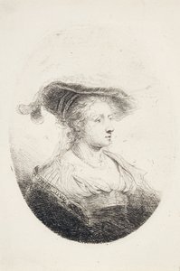 Jovem senhora com chapéu de plumas, 1644 de Ferdinand Bol