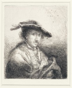 Jovem vestindo um chapéu de plumas, 1642 de Ferdinand Bol