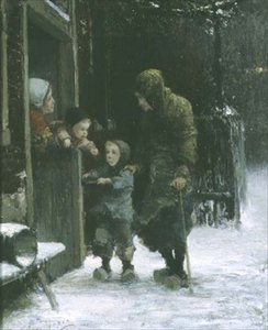 Velha e jovem rapaz implorando de Ferdinand Carl Sierich