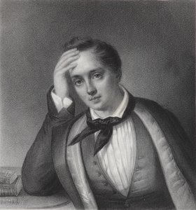 Retrato do poeta Yevgeny Abramovich Baratynsky 1800-1844, década de 1830 de Ferdinand Chevalier