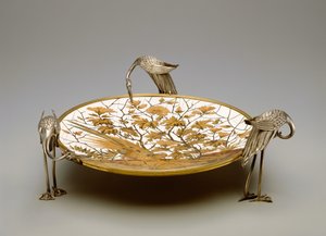 Coupe, c.1878 (latão prateado, marchetaria de marfim, liga de cobre e madeira)