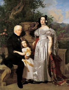 O principesco Esterházy conselheiro Mathias Kerzmann com a sua segunda esposa Maria Helena, a sua solteira Mikolischütz, e a sua filha Maria de Ferdinand Georg Waldmuller