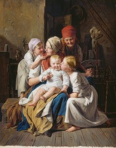 Alegrias da avó. 1852 de Ferdinand Georg Waldmuller