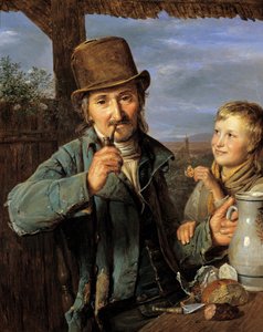 Trabalhador diurno com o seu filho de Ferdinand Georg Waldmuller