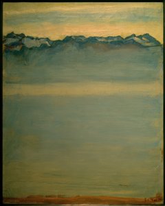 Lago de Genebra com os Alpes Savoie de Ferdinand Hodler